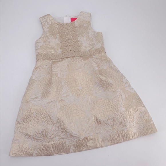 Lilly Pulitzer Kids Gold Mini Claire Dress Girls Size 6 FLAW - Picture 1 of 4